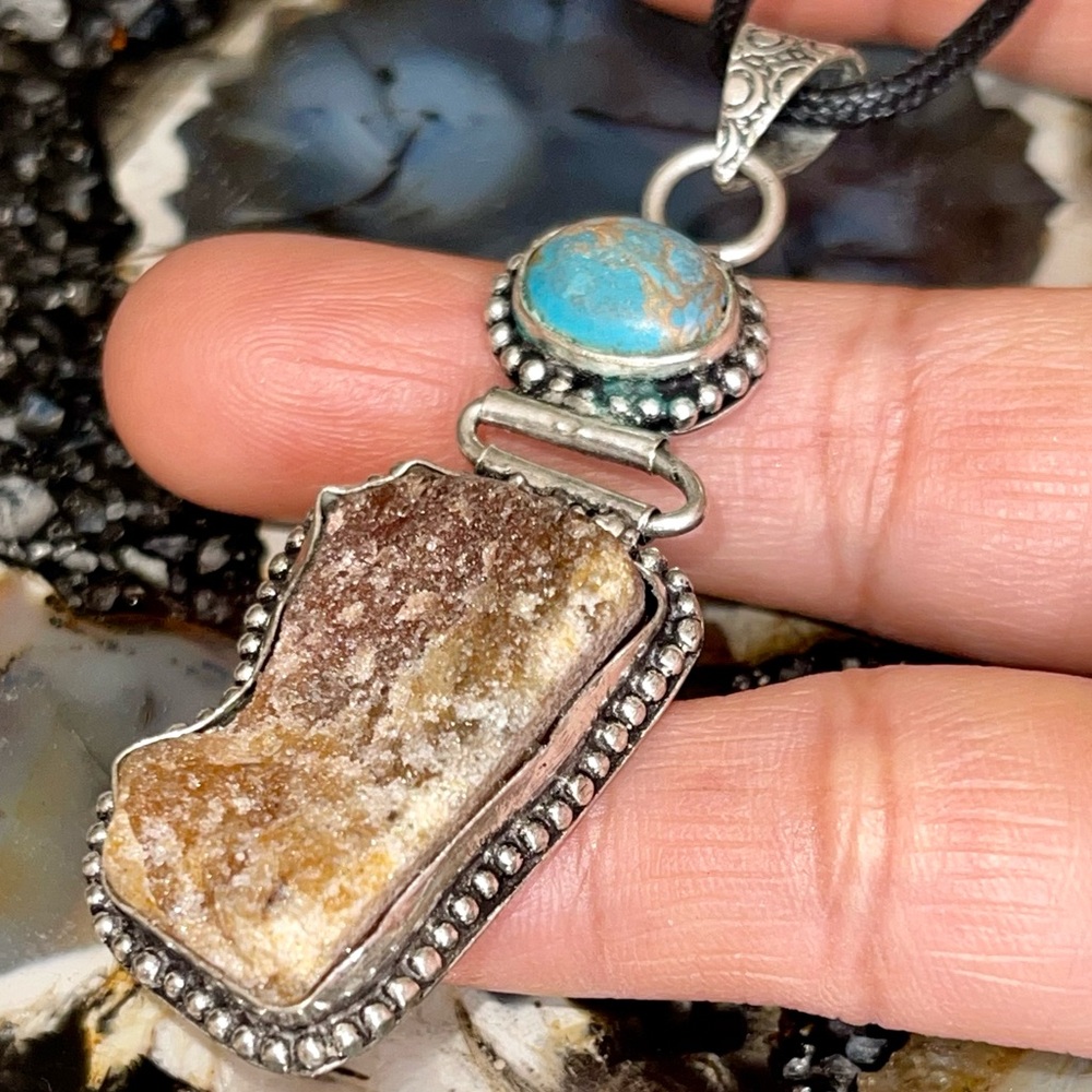 Rough Quartzite & Mosaic Howlite Pendant 2 1/2”